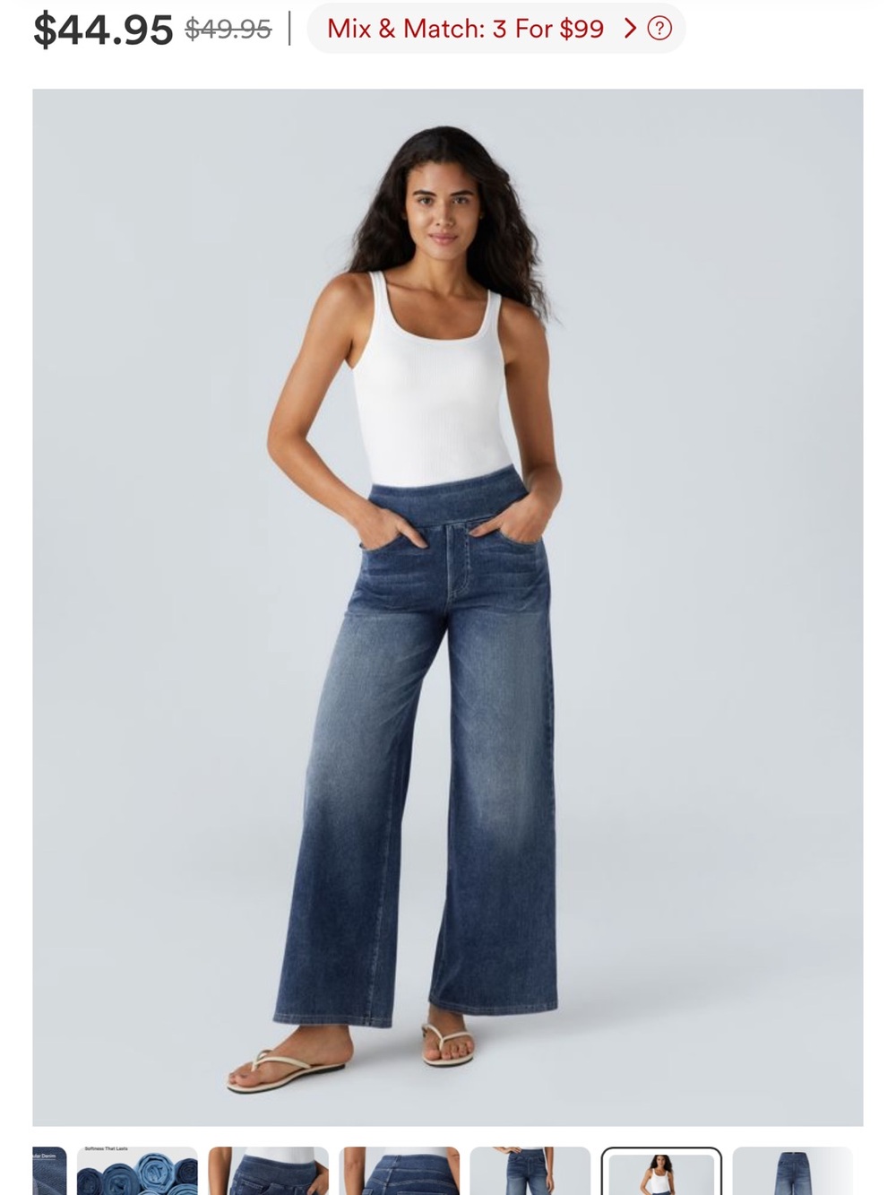 Wide-Leg High-Waist Jeans in Dark Blue